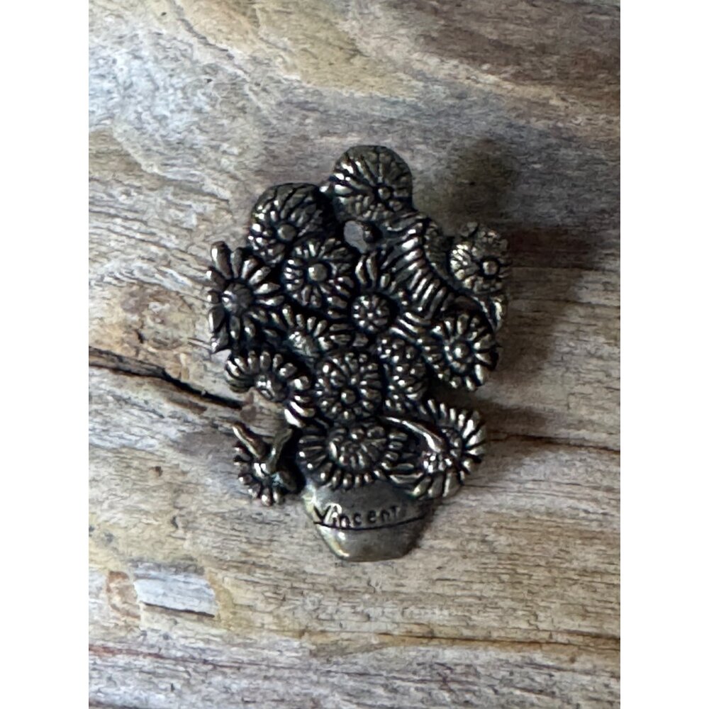 H H Dematteo Flower Pot Vincent Lapel Pin Tie Tack